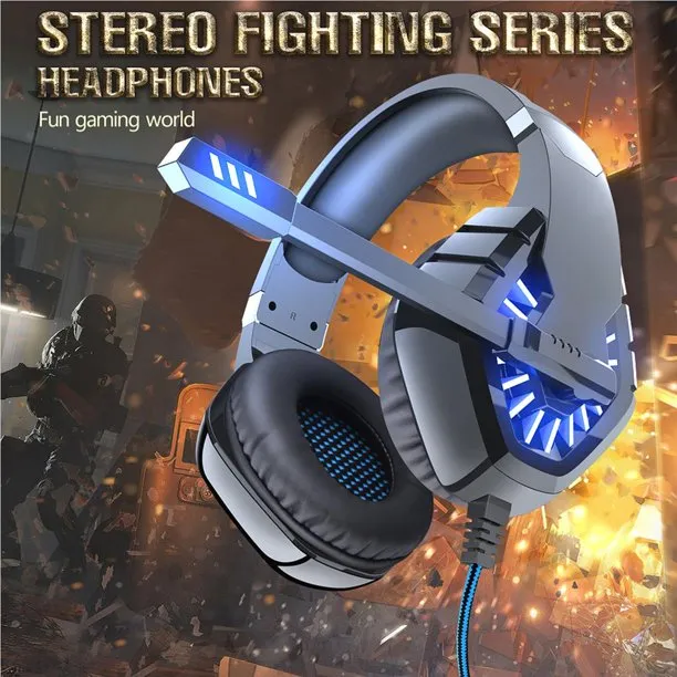 Casque de jeu avec lumières LED, écouteurs filaires, microphone rotatif – Image 6