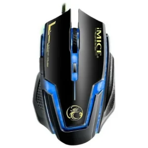 Souris gaming filaire IMICE A9 6D avec 6 boutons, 2400 DPI et éclairage LED. Noire.