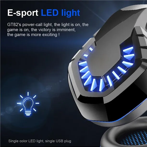 Casque de jeu avec lumières LED, écouteurs filaires, microphone rotatif – Image 2
