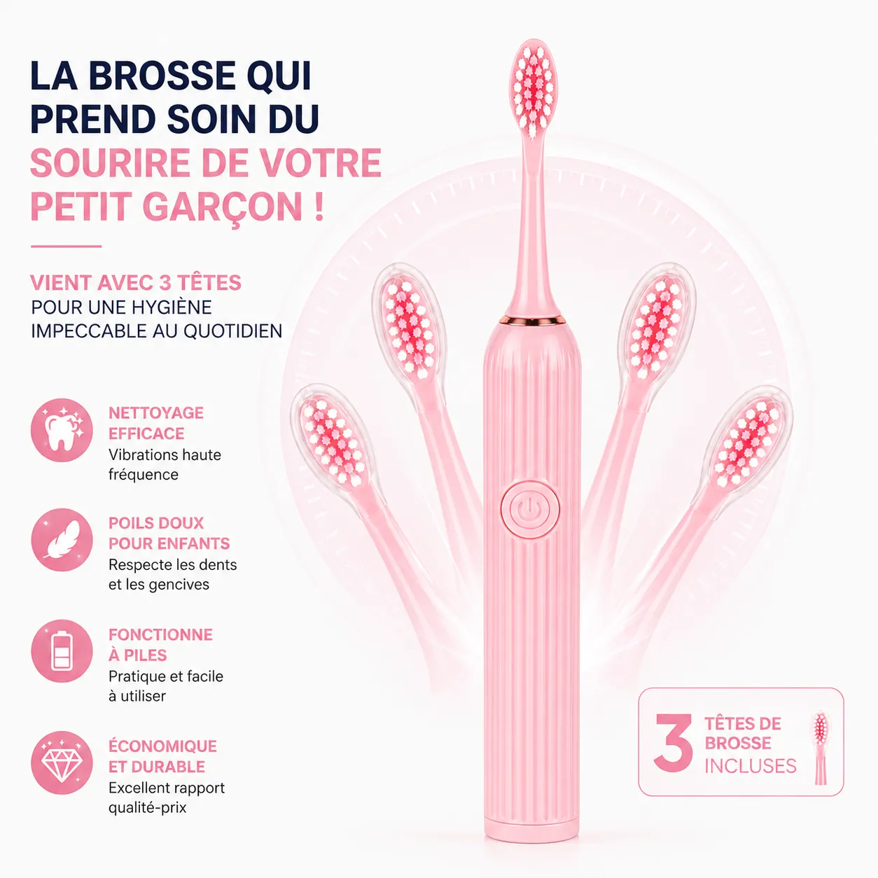 Brosse à Dents Électrique Enfant – Économique avec 3 Têtes – Image 3
