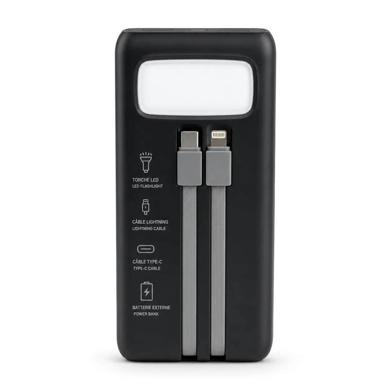 Batterie Externe Power Bank 30000mAh avec Câbles Intégrés – Image 3