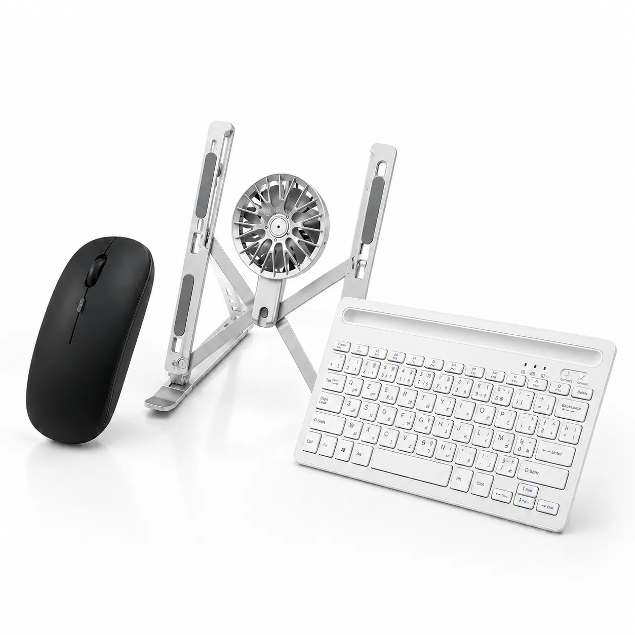 Pack Bureau 3 en 1 – Clavier + Souris + Support Pliable