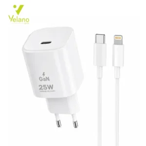 Velano Super Fast Charger GaN 25W USB-C PD avec Câble USB-C vers Lightning – VT-14