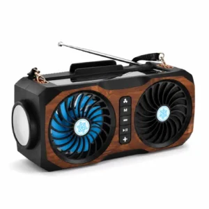 Radio Portable Multifonction Solaire – Ventilateurs, Lampe LED, Radio FM & Haut-Parleur Bluetooth