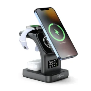 Chargeur sans fil magnétique 5-en-1 – 15W avec réveil numérique & lampe de nuit