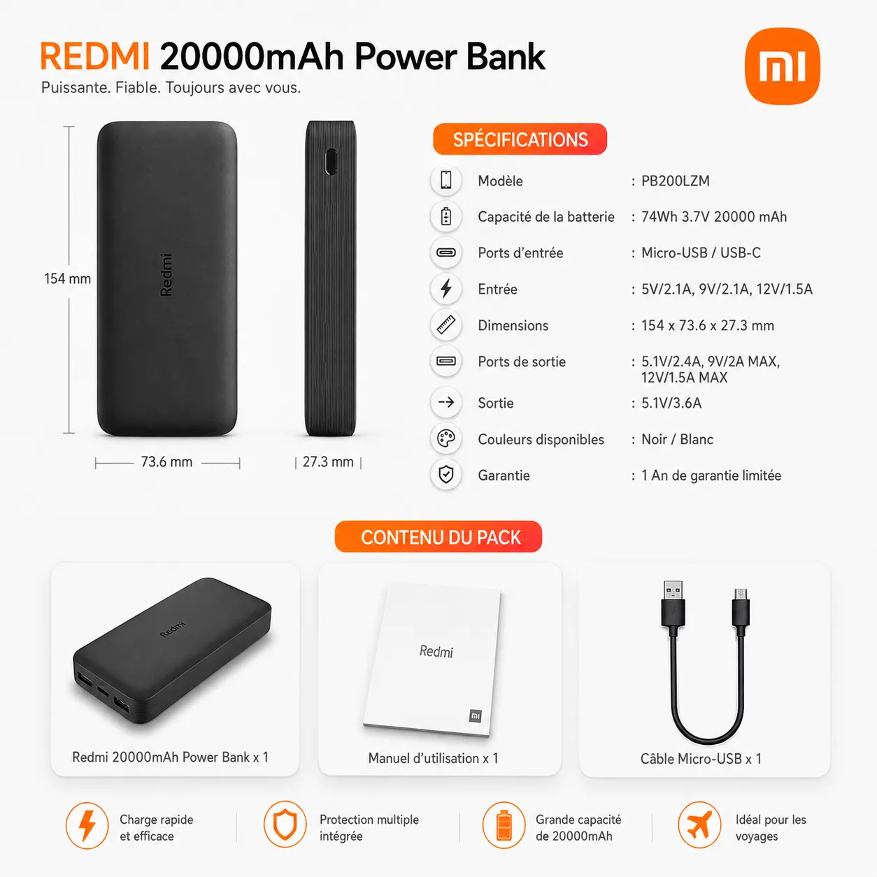 Power Bank 20000 mAh Haute Capacité – Image 5