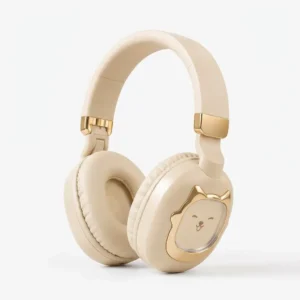 Casque Audio Sans Fil BL-A5 Beige Crème – Confortable, Pliable & Micro Intégré