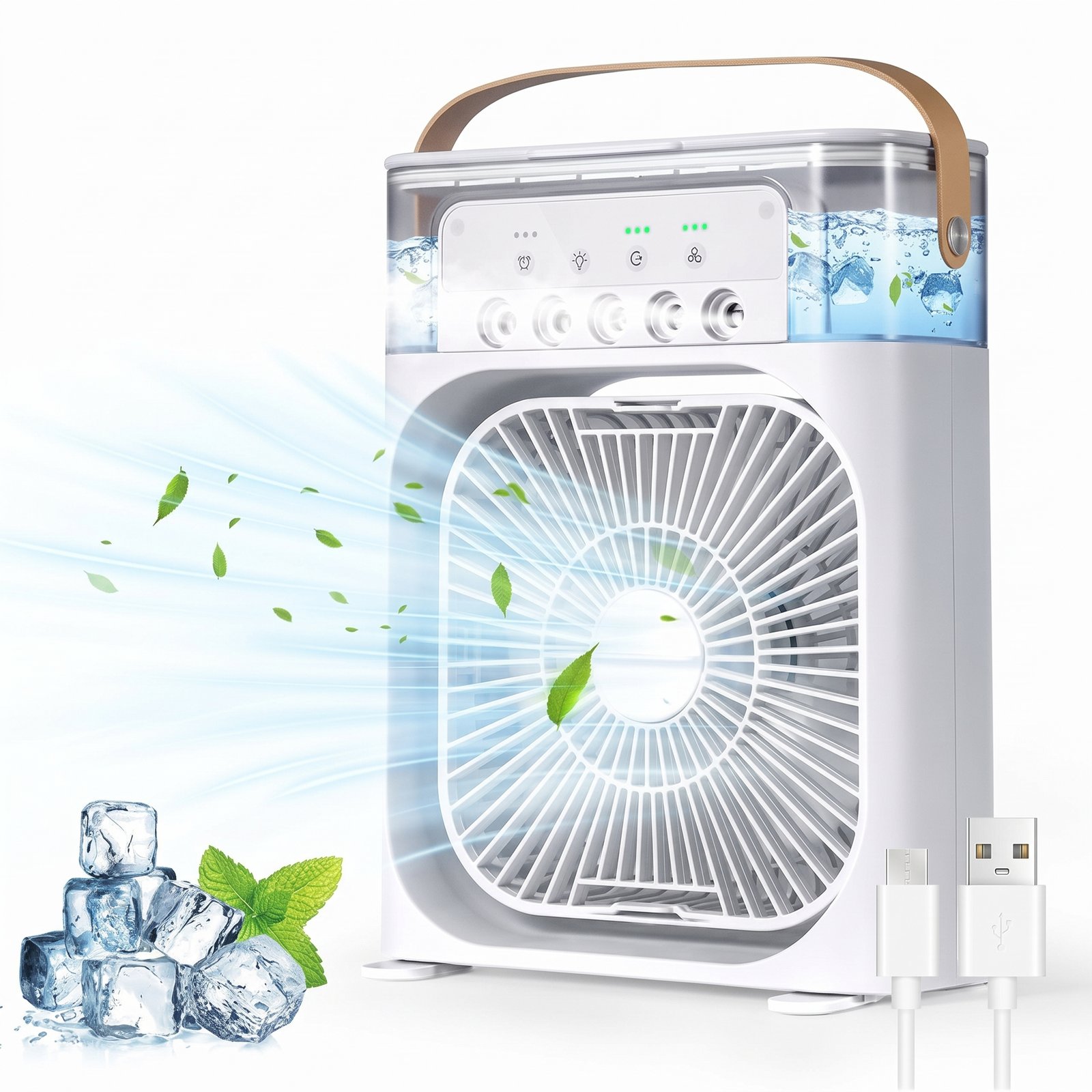 Ventilateur Rafraîchisseur d’Air Portable avec Brumisateur & Réservoir LED