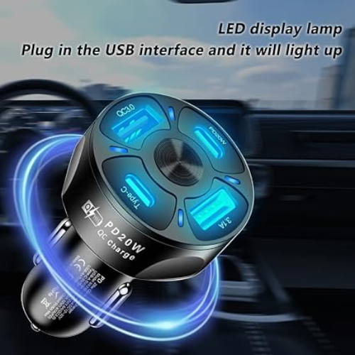 Chargeur de voiture 4 ports USB-C – Charge rapide PD 20W & QC 3.0 – Image 6